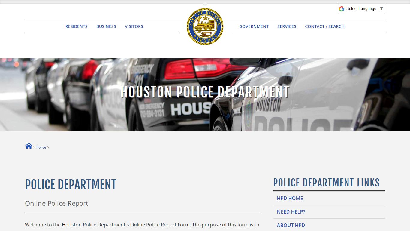Online Police Report - Houston
