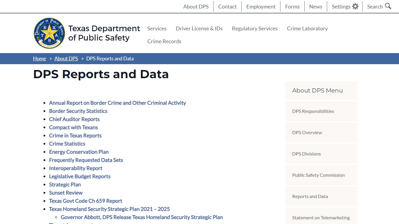 DPS Reports and Data - Texas Department of Public Safety